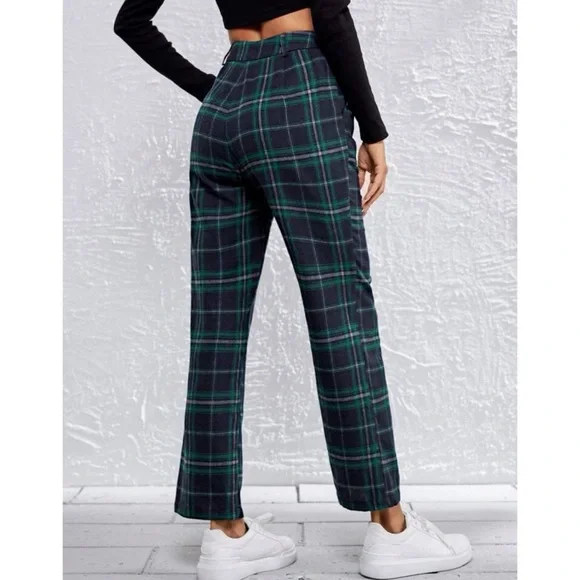 NWT Shein Slant Pocket Tartan Pants - Picture 2 of 7